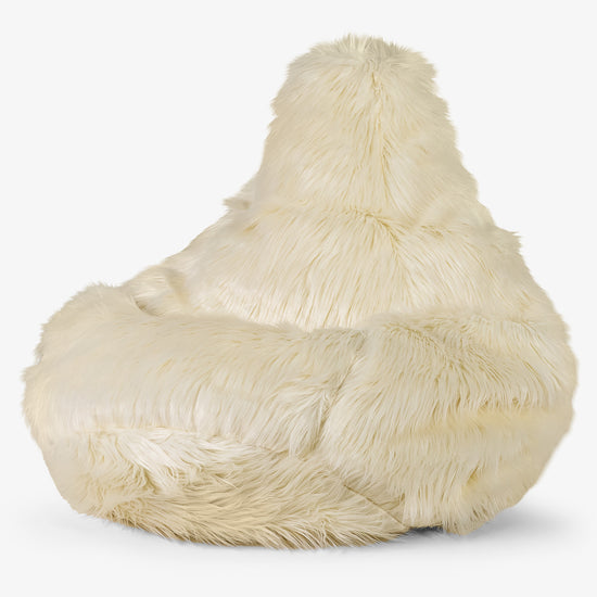 Háttámlás Babzsákfotel - Mongol Műszőrme Pávakék 01