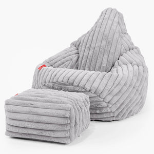 Háttámlás Babzsákfotel - Ultra Plüss Kord Szürke
