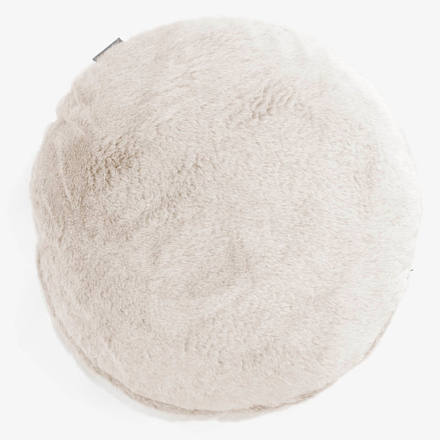 Kerek Párnahuzat 50cm - Sztintetikus Nyúlszőr Fehér 01