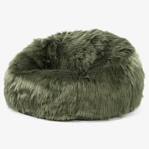 Klasszikus Babzsák-Kanapé - Mongol Műszőrme Zsályazöld