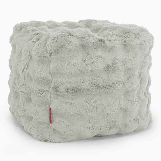 Kocka Puff Lábtartó - Műszőrme Buborék Zsályazöld 01