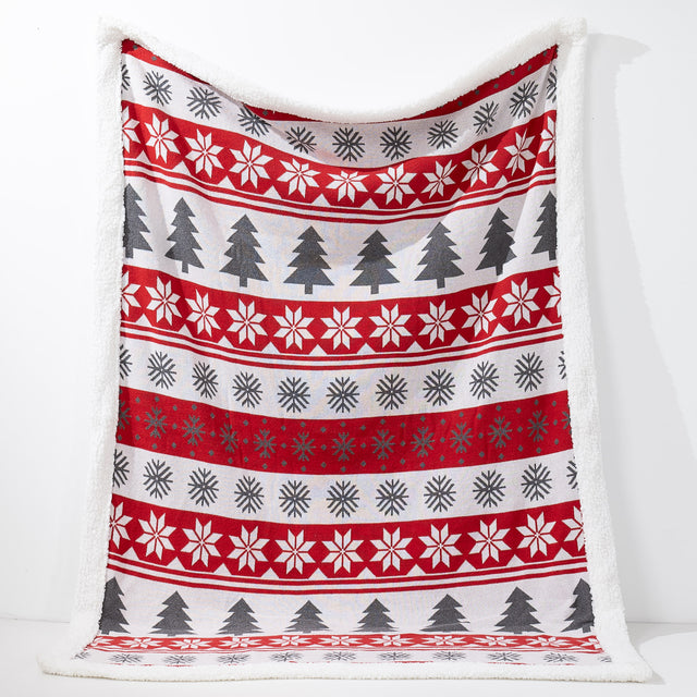 Dísztakaró / Pléd Kanapéhoz - Kötött Karácsonyi Fairisle Vörös 01