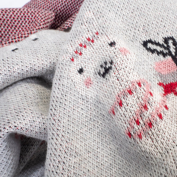 Dísztakaró / Pléd Kanapéhoz - Kötött Láma Fabric Close-up Image