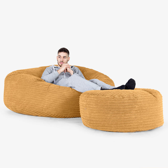 Mega Mamut Méretű Babzsák-Kanapé - Klasszikus Kordbársony Arany Méz 02