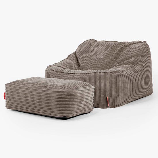 Sloucher Babzsákfotel - Klasszikus Kordbársony Galambszürke_02