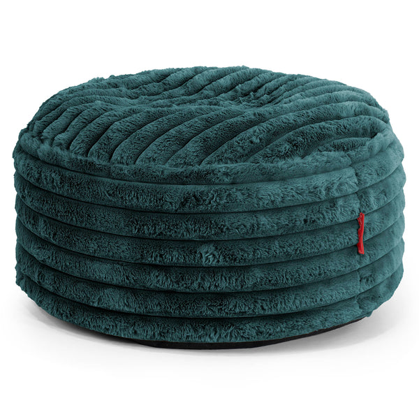 Tálcás Ottoman Puff - Ultra Plüss Kord Pávakék - 01