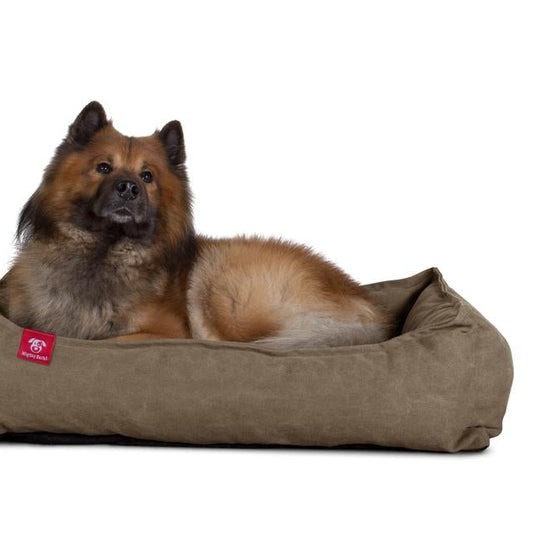 Mighty Bark, A Fészek - Ortopédiai memóriahabos kutyaágy-kosár kisállatok számára, kicsi, közepes, nagy - Kőmosott Denimvászon Föld
