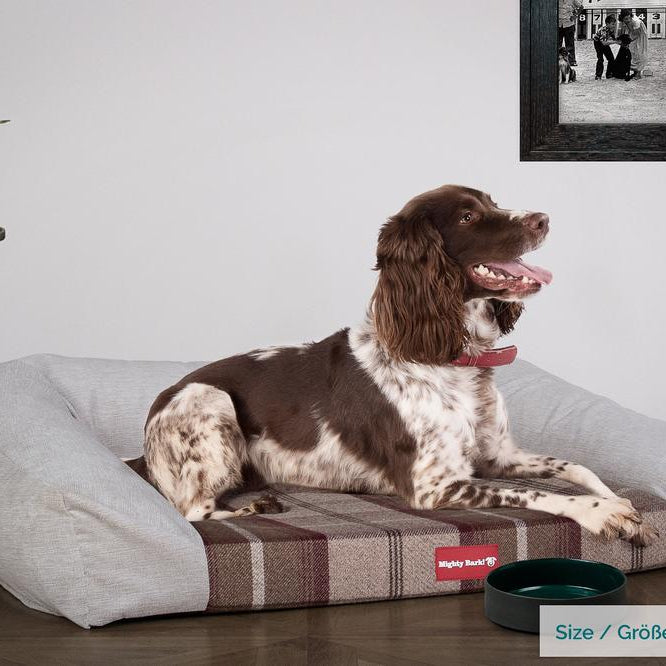 Mighty Bark, A Kanapé - Ortopédiai memóriahabos kutyaágy-kanapé, nagy, közepes, XXL - Skótmintás Faeper