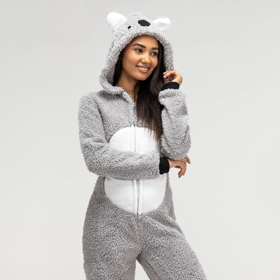 Állatot Mintázó Női Egyrészes Plüss Kezeslábas - Koala 03