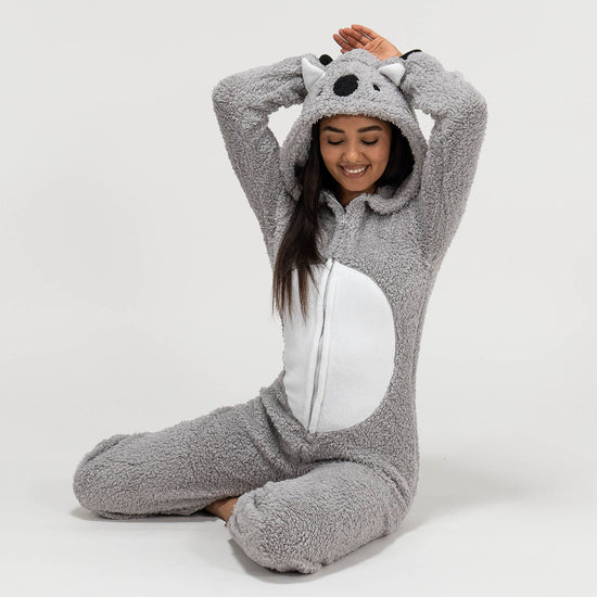 Állatot Mintázó Női Egyrészes Plüss Kezeslábas - Koala 05