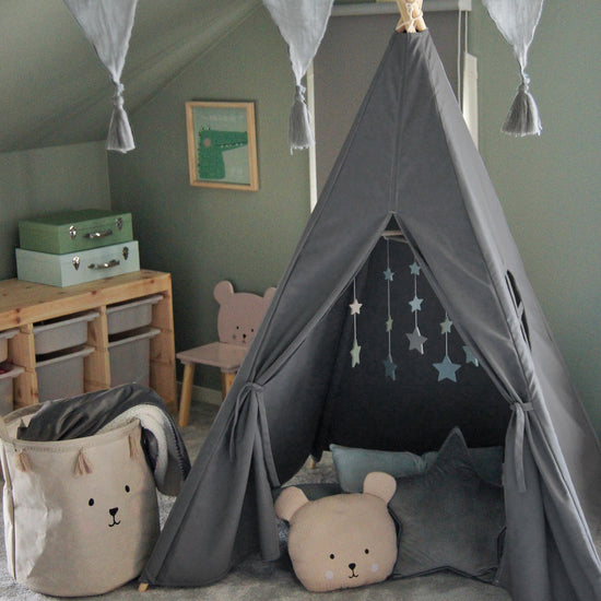 Beltéri Teepee Sátor Gyermekeknek - Szürke 02