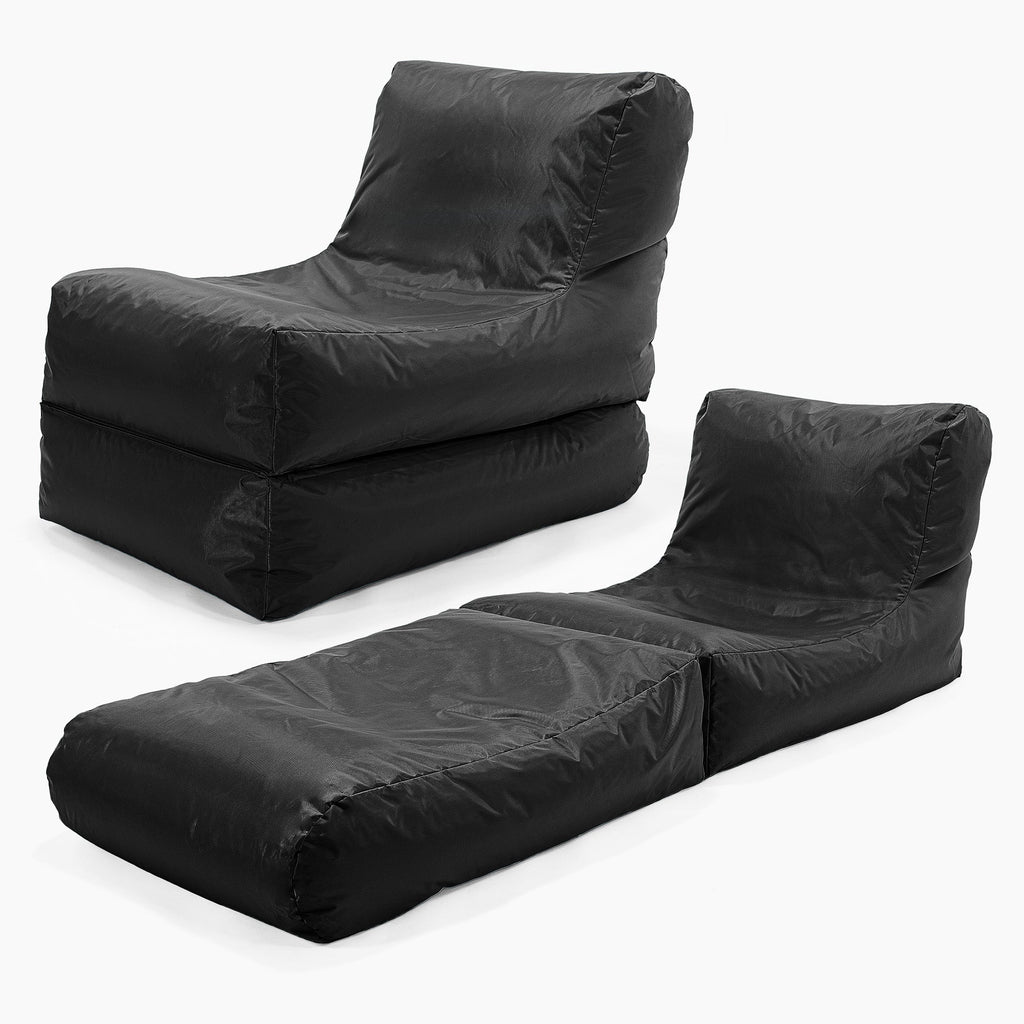 Összehajtható Napozó Babzsák-Klubfotel - SmartCanvas™ Fekete 01