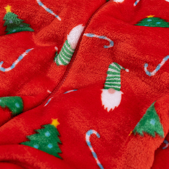 Férfi Egyrészes Plüss Kezeslábas - Piros Karácsonyi Minta 06