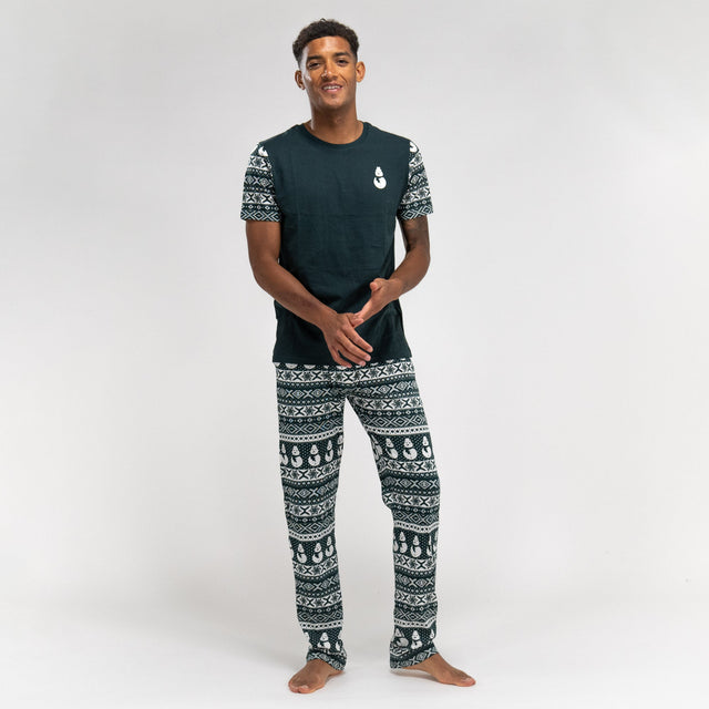 Férfi Jersey Pizsama - Zöld Fair Isle 01