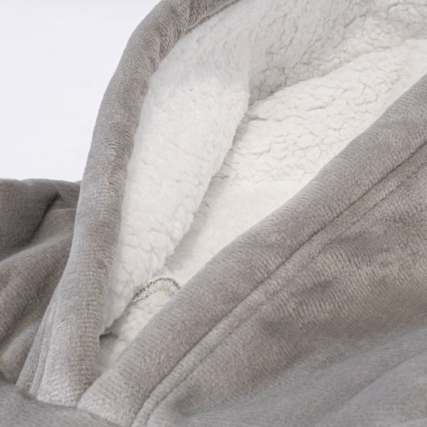 Gyermek Túlméretezett Kapucnis Takaró / Pulóver - Minky Szürke Fabric Close-up Image