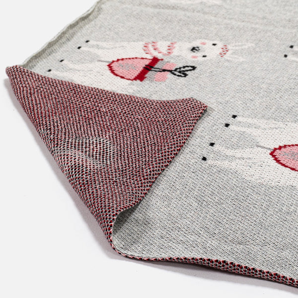 Gyermek Dísztakaró / Pléd Kanapéhoz - Kötött Láma Fabric Close-up Image