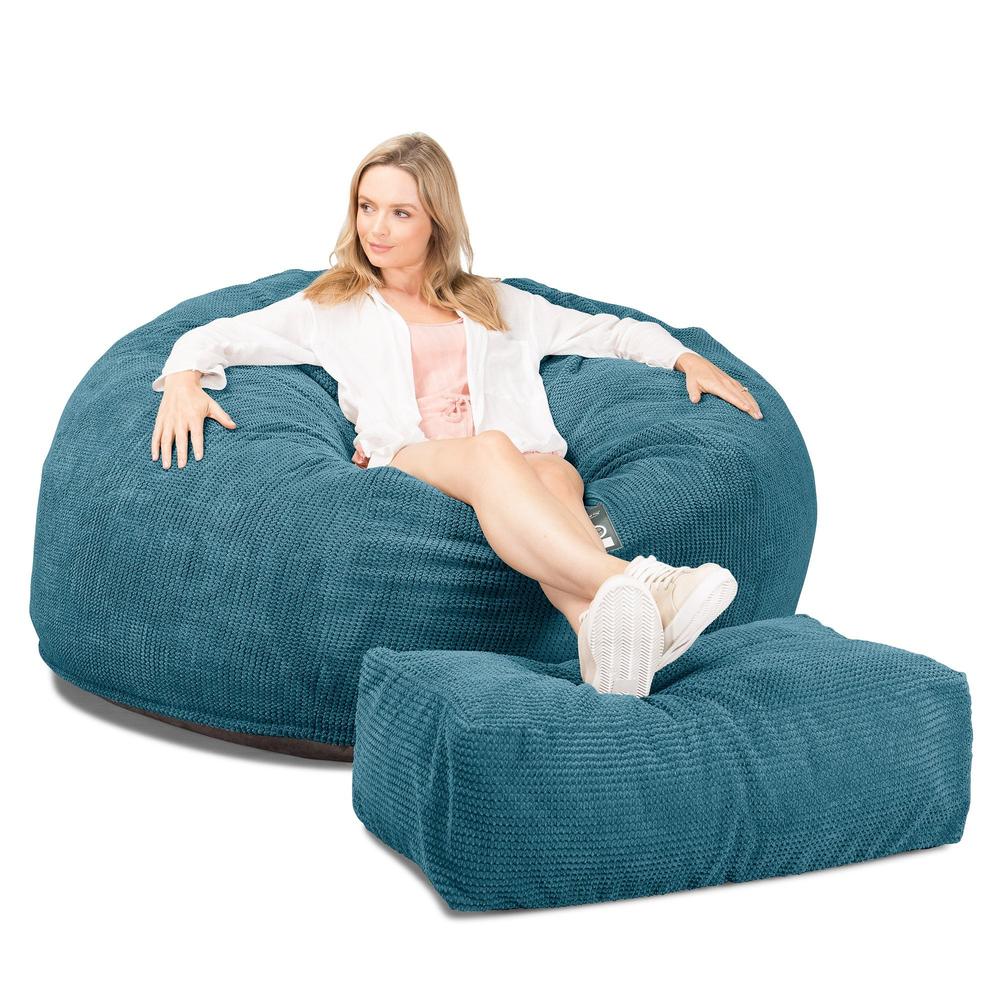 Cloudsac 1010 Óriás Memóriahabos XXL Babzsák-Kanapé - Pompon Égei-tengeri kék 04