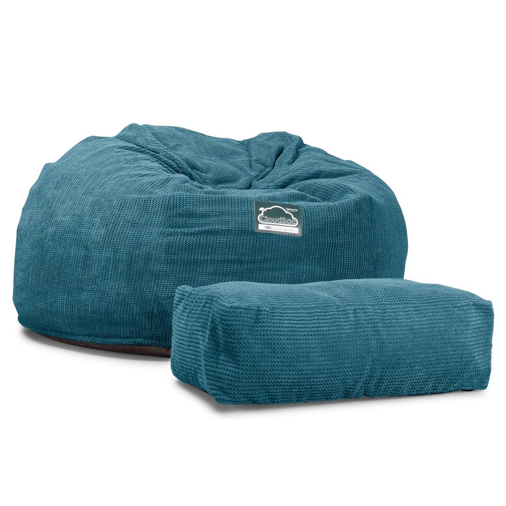 Cloudsac 1010 Óriás Memóriahabos XXL Babzsák-Kanapé - Pompon Égei-tengeri kék 06