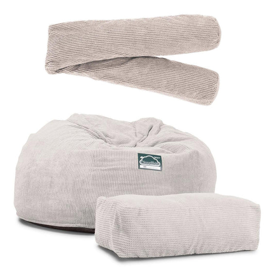 Cloudsac 1010 Óriás Memóriahabos XXL Babzsák-Kanapé - Pompon Elefántcsont 08