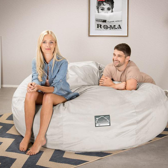 Cloudsac 3000 XXL Király Méretű Memóriahabos Babzsák-Kanapé - Bársony Ezüst 02