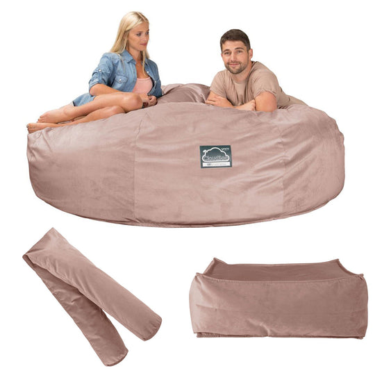 Cloudsac 3000 XXL Király Méretű Memóriahabos Babzsák-Kanapé - Bársony Rózsaszínű 010