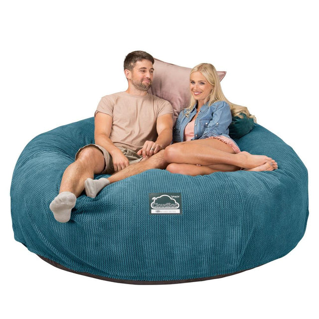 Cloudsac 3000 XXL Király Méretű Memóriahabos Babzsák-Kanapé - Pompon Égei-tengeri kék 01