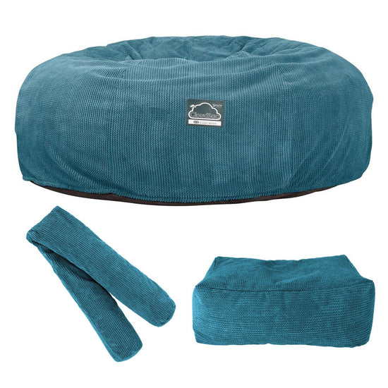 Cloudsac 3000 XXL Király Méretű Memóriahabos Babzsák-Kanapé - Pompon Égei-tengeri kék 010