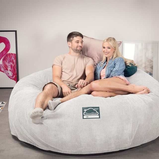 Cloudsac 3000 XXL Király Méretű Memóriahabos Babzsák-Kanapé - Pompon Elefántcsont 02