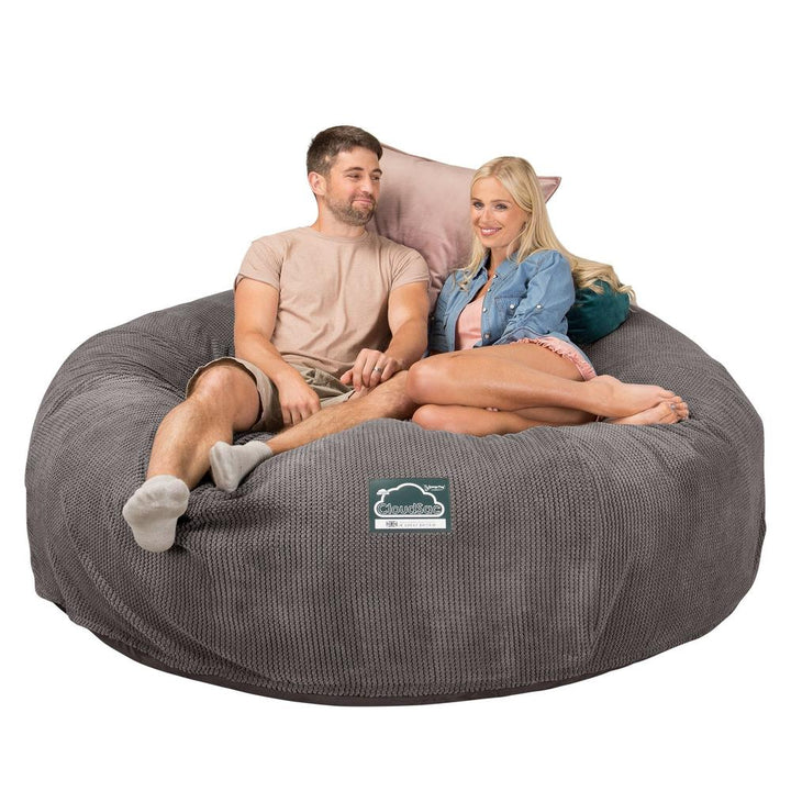 Cloudsac 3000 XXL Király Méretű Memóriahabos Babzsák-Kanapé - Pompon Szénfekete 01