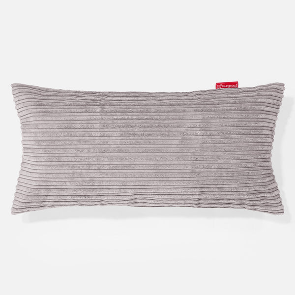 XL Négyszögletű Párna Memóriahab Belsővel 40 x 80cm - Klasszikus Kordbársony Alumínium Ezüst 01