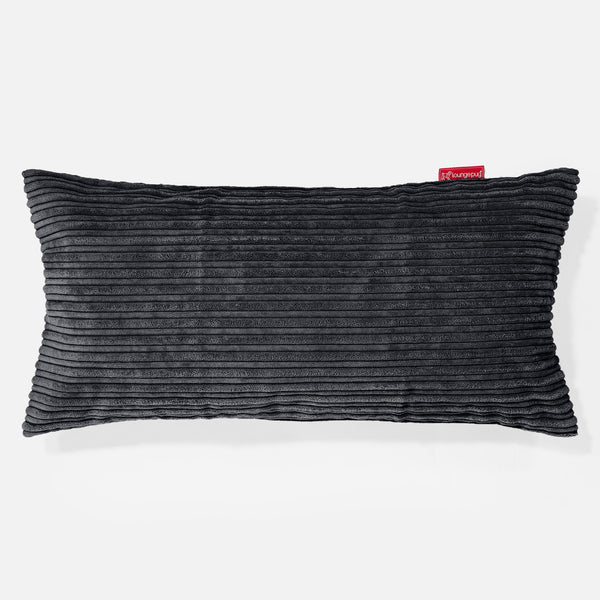 XL Négyszögletű Párna Memóriahab Belsővel 40 x 80cm - Klasszikus Kordbársony Fekete 01