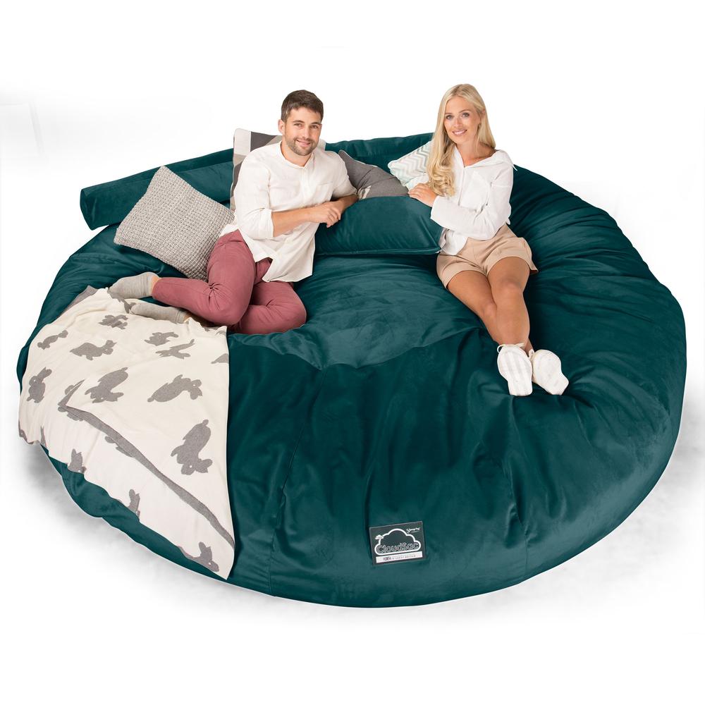 Cloudsac 5000 XXXXXL Titanic Méretű Memóriahabos Babzsák-Kanapé - Bársony Pávakék 01