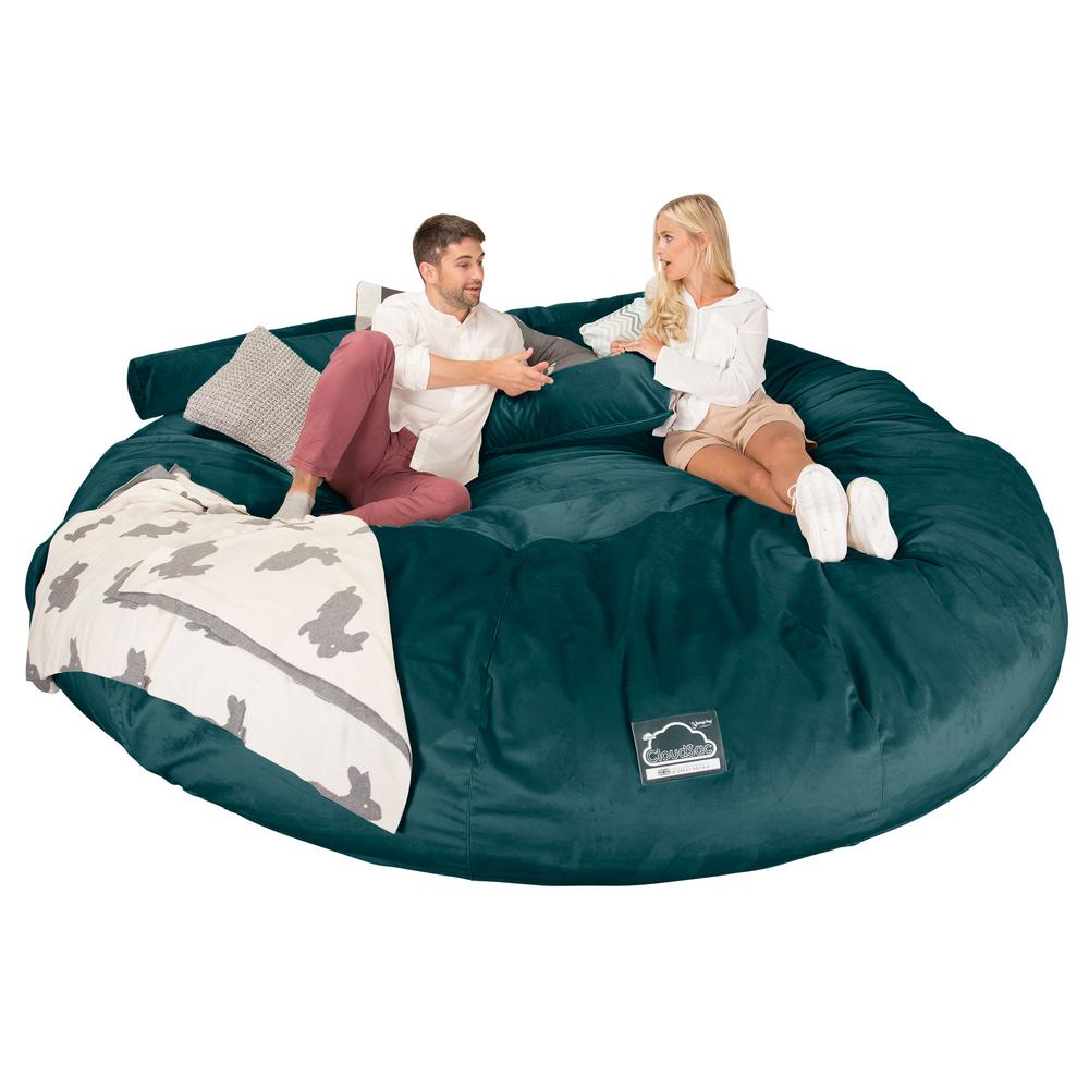 Cloudsac 5000 XXXXXL Titanic Méretű Memóriahabos Babzsák-Kanapé - Bársony Pávakék 03