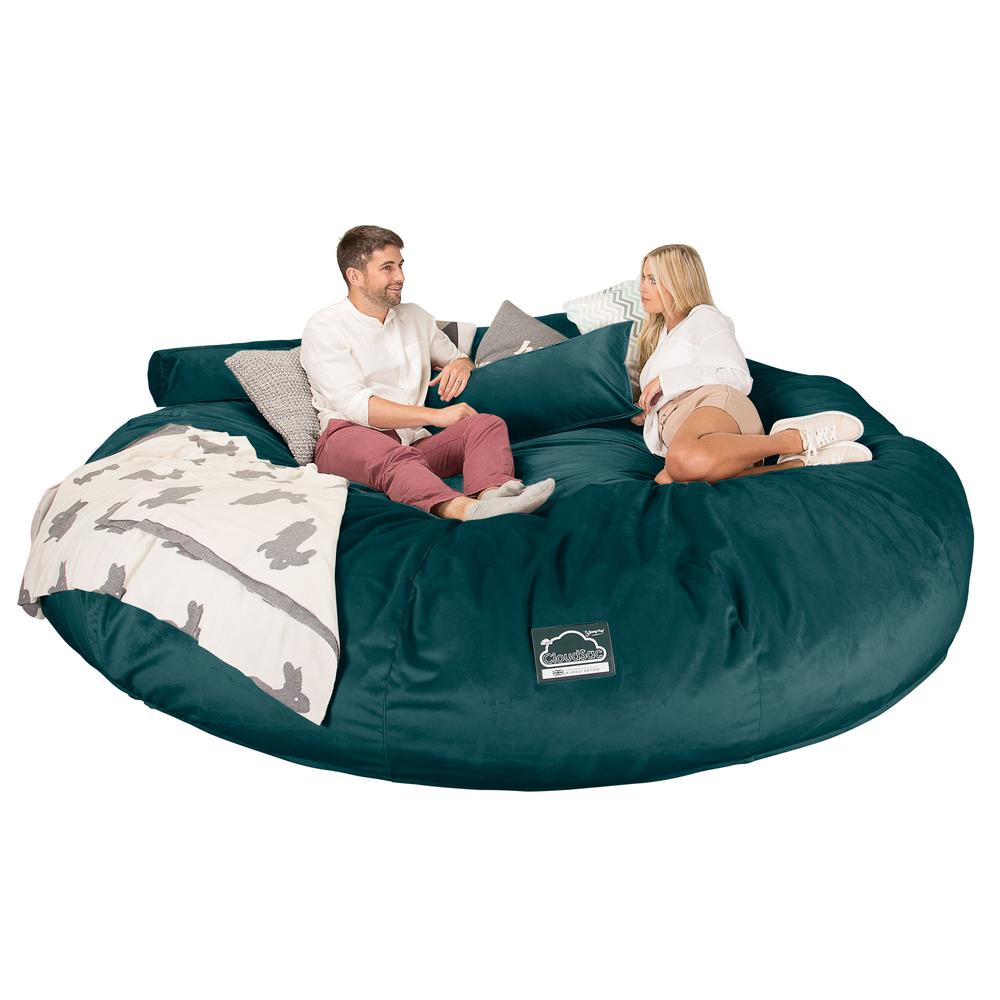 Cloudsac 5000 XXXXXL Titanic Méretű Memóriahabos Babzsák-Kanapé - Bársony Pávakék 04