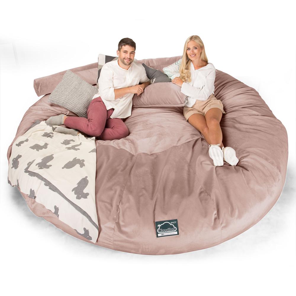 Cloudsac 5000 XXXXXL Titanic Méretű Memóriahabos Babzsák-Kanapé - Bársony Rózsaszínű 01
