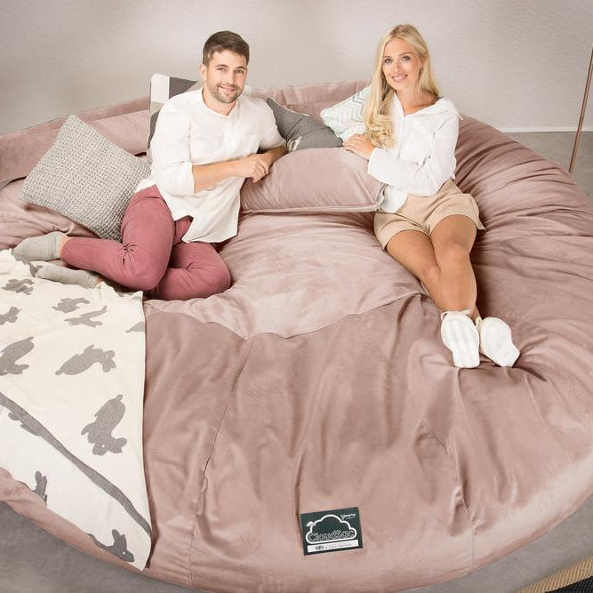 Cloudsac 5000 XXXXXL Titanic Méretű Memóriahabos Babzsák-Kanapé - Bársony Rózsaszínű 02