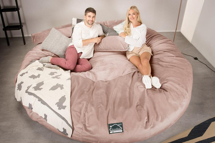 Cloudsac 5000 XXXXXL Titanic Méretű Memóriahabos Babzsák-Kanapé - Bársony Rózsaszínű 02