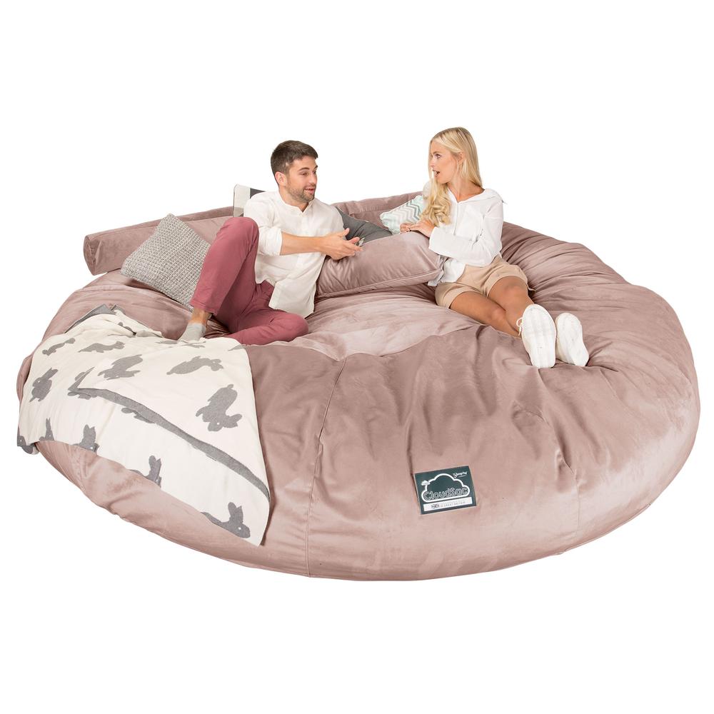 Cloudsac 5000 XXXXXL Titanic Méretű Memóriahabos Babzsák-Kanapé - Bársony Rózsaszínű 03
