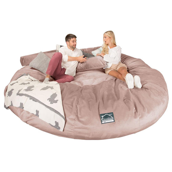 Cloudsac 5000 XXXXXL Titanic Méretű Memóriahabos Babzsák-Kanapé - Bársony Rózsaszínű 03