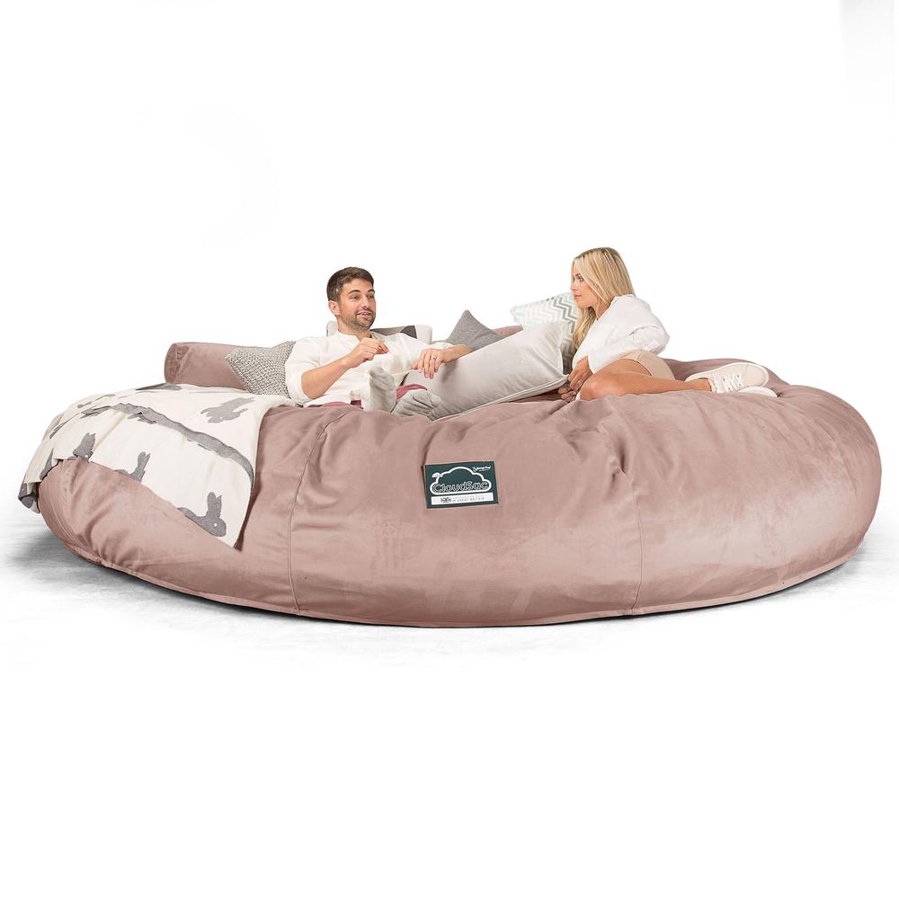 Cloudsac 5000 XXXXXL Titanic Méretű Memóriahabos Babzsák-Kanapé - Bársony Rózsaszínű 05