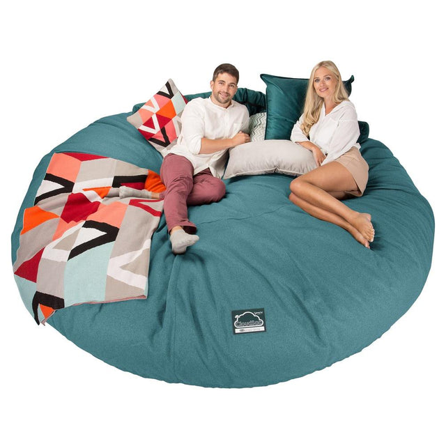 Cloudsac 5000 XXXXXL Titanic Méretű Memóriahabos Babzsák-Kanapé - Interalli Gyapjú Akvamarin 01
