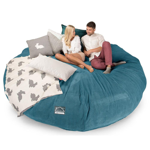 Cloudsac 5000 XXXXXL Titanic Méretű Memóriahabos Babzsák-Kanapé - Pompon Égei-tengeri kék 01
