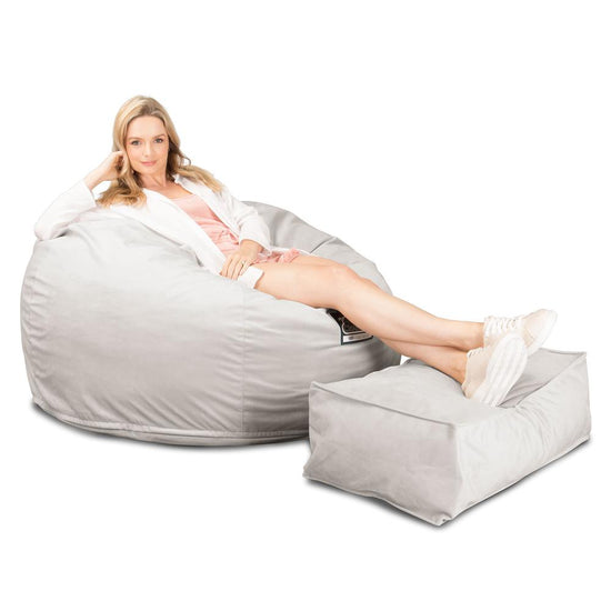 Cloudsac 510 XL Nagyméretű Memóriahabos Babzsák - Bársony Ezüst 01