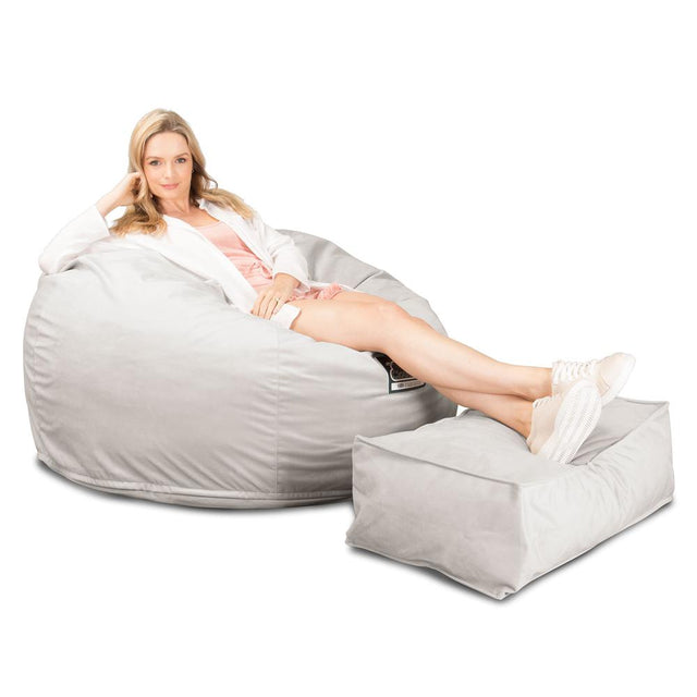 Cloudsac 510 XL Nagyméretű Memóriahabos Babzsák - Bársony Ezüst 01