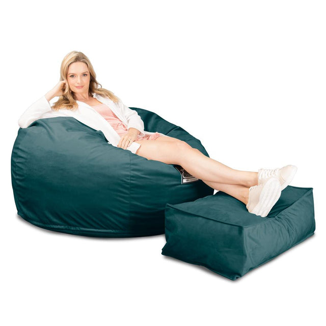 Cloudsac 510 XL Nagyméretű Memóriahabos Babzsák - Bársony Pávakék 01
