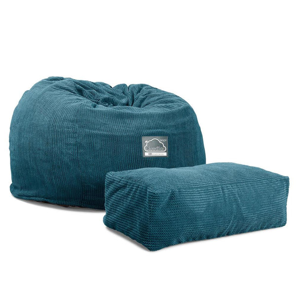 Cloudsac 510 XL Nagyméretű Memóriahabos Babzsák - Pompon Égei-tengeri kék 01