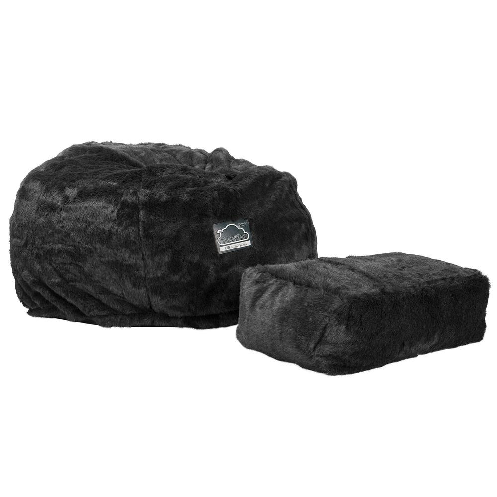 Cloudsac 510 XL Nagyméretű Memóriahabos Babzsák - Puha Műszőrme Fekete 06
