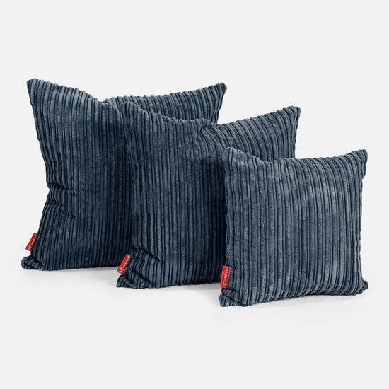 Extra Nagypárnahuzat 70 x 70cm - Klasszikus Kordbársony Sötétkék 02