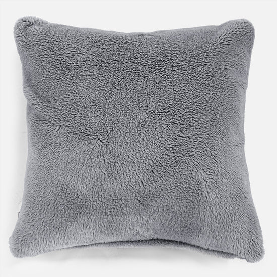 Extra Nagypárnahuzat 70 x 70cm - Teddy Műszőrme Sötétszürke 01