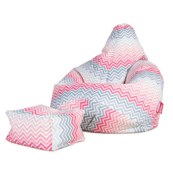 Kis Lábtartó - Geometriai Minták Zegzugos Rózsaszínű Fabric Close-up Image